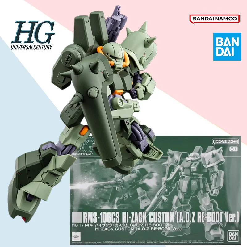 

Bandai Original HG RMS-106CS Hi Zack Custom AOZ Re Boot Ver. 1/144 Anime Assembly Model Toy Collectible Birthday Gift Ornament