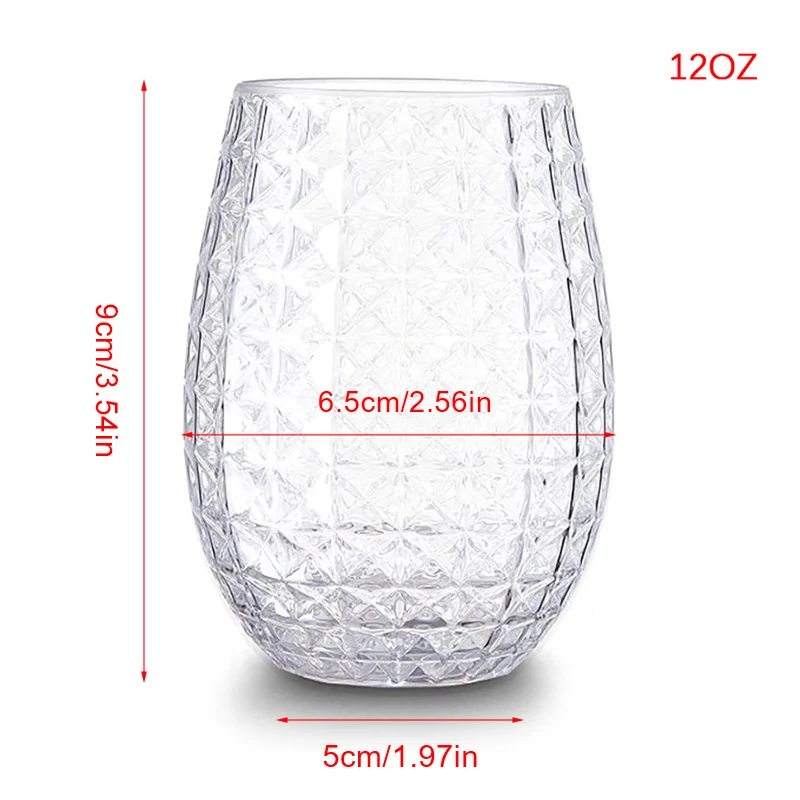 Wine Glasses Whiskey Cocktail Juice Drinking Plastic Cups - Unbreakable Reusable And Recyclable for Outdoor Pool Party Picnics