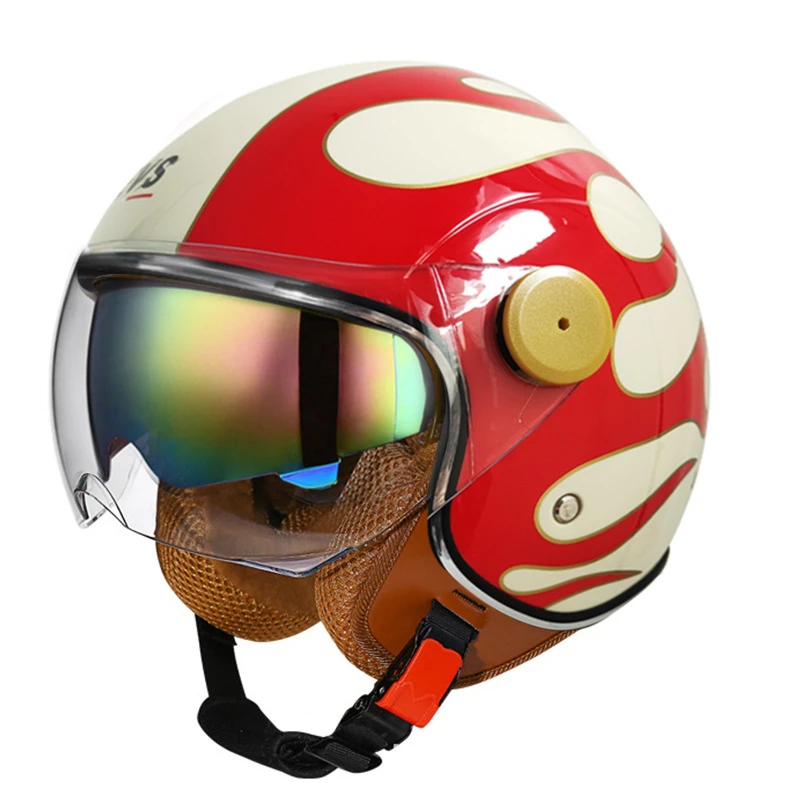 Lightweight Vintage Motorcycle Helmet With Dual Visor Motorbike Riding 3/4 Open Half Helmet Retro Casco Moto 3C & Dot image 4