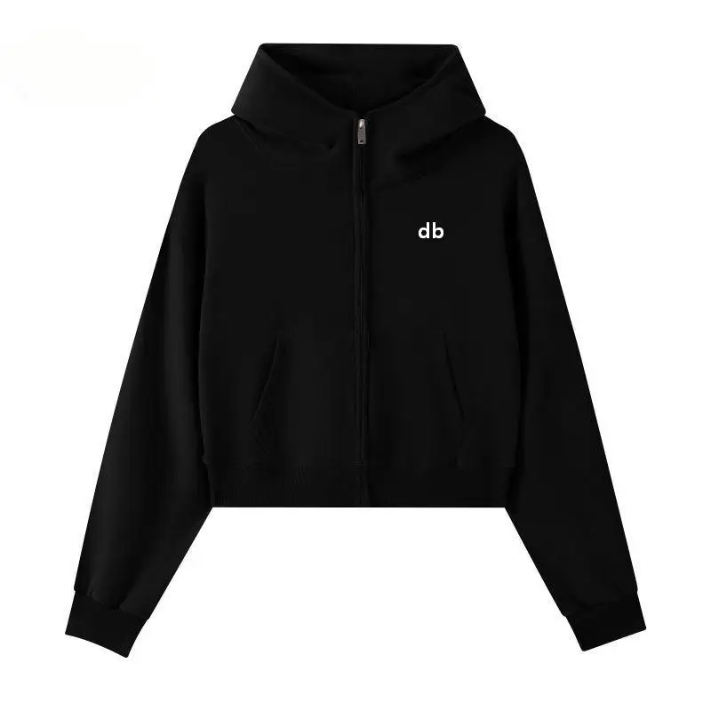 2026 New Style Women's Zippered Half-Chest Collar Hooded Sweatshirt - Pure Color Top for Petite Women - Versatile Outerwear