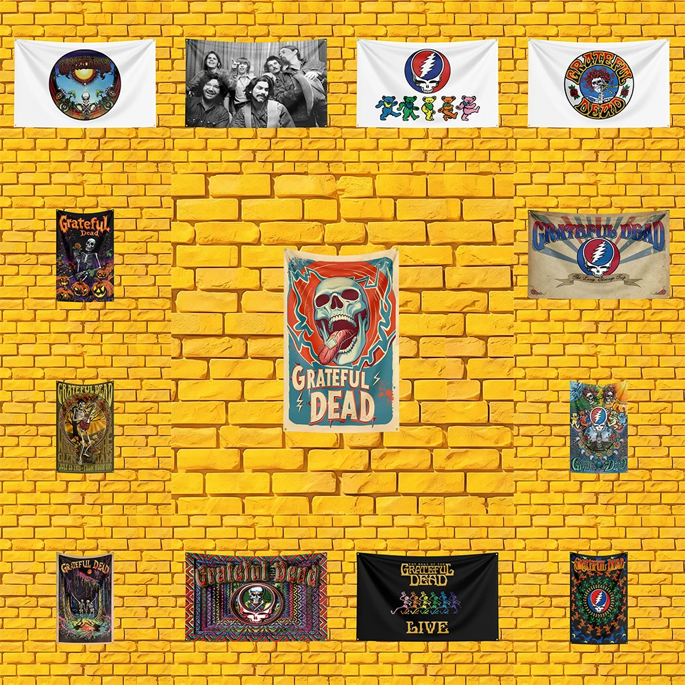 Grateful Dead Inspired Rock Band Flag 3x5 FT Polyester Banner For Man Cave Wall Decor Fan Gift