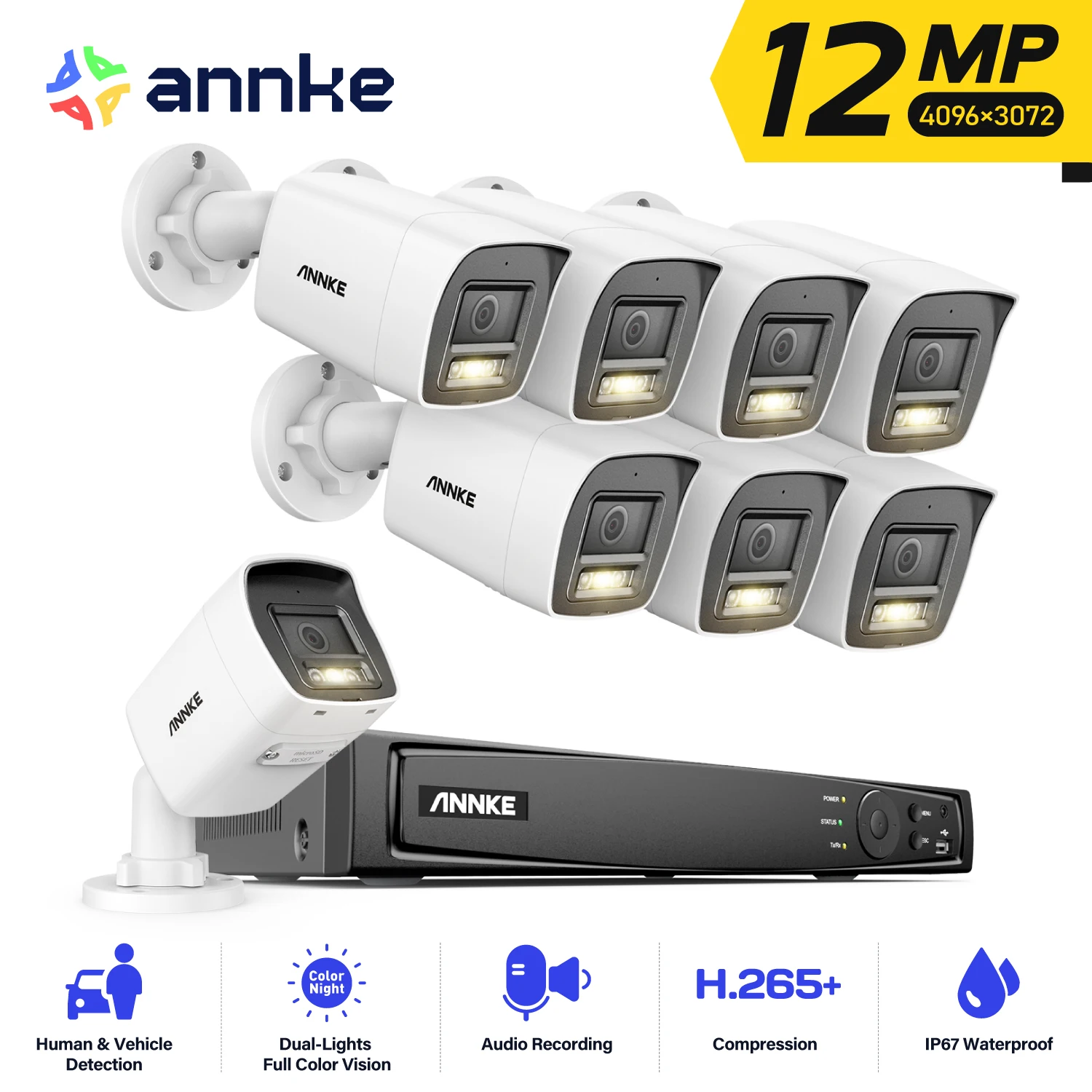 ANNKE 16CH POE Video Security System 8×12MP With Night Vision Motion Detection Smart Dual Light Camera Surveillance With Audio