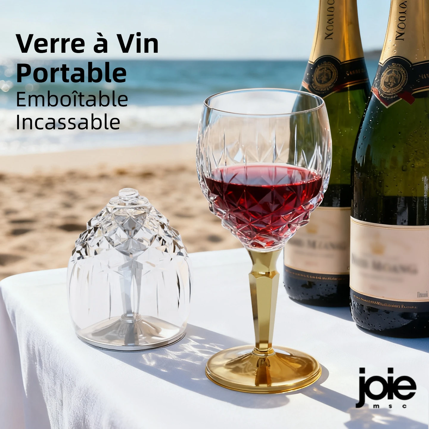 Joie Verre à vin portable incassable Gobelet PCTG Verre à champagne léger et durable en plastique pour les ustensiles de bar de fête pique-nique en plein air