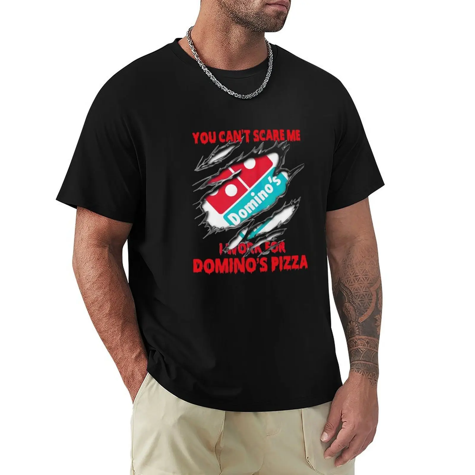You Cant Scare Me I Work For Dominos Pizza Vintage ees2020 Tee T-Shirt Gym Exercise Short Sleeve T-Shirt