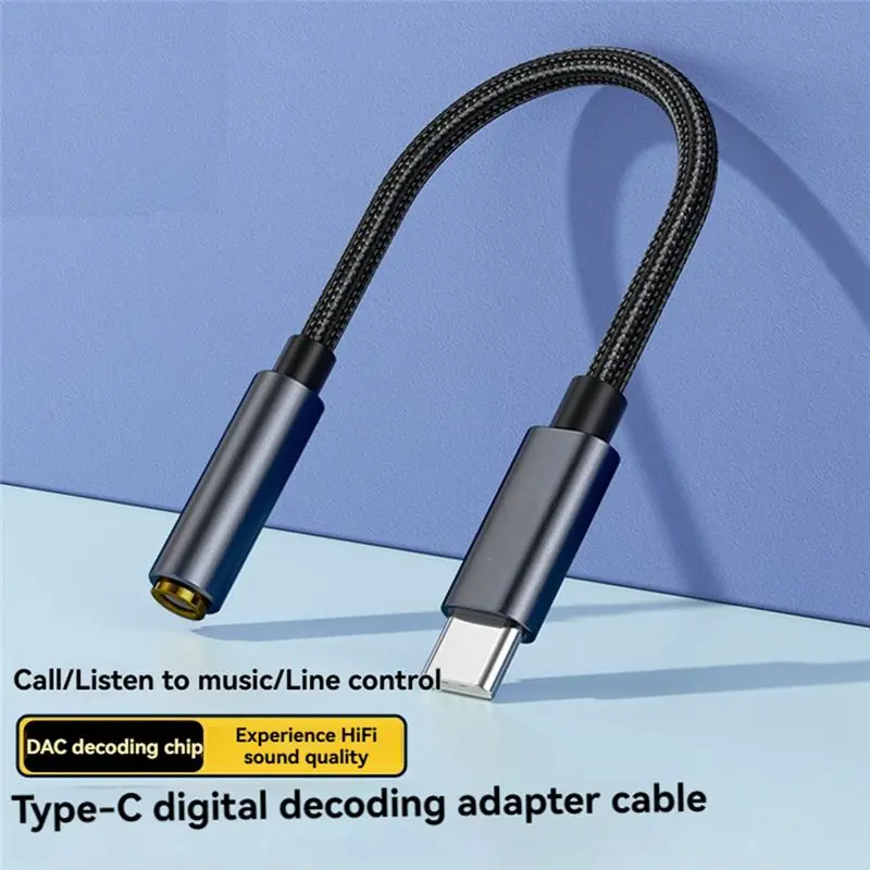 B76B USB C to 3.5mm Headphone Jack Adapter Type C Aux Audio Cable with DAC Digital Chip Decoding for HiFi Sound