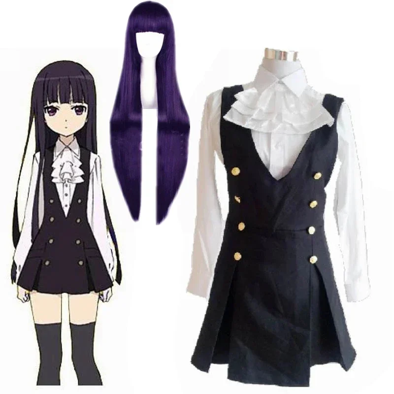 

New Shirakiin Riricho Anime Inu x Boku SS Cosplay Cartoon Halloween Cos Woman Man Cosplay Costume Shirt skirt bow tie wigs