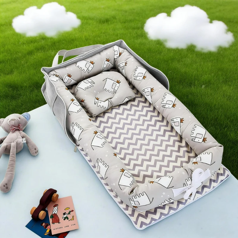 

Новая портативная сумка-кроватка 2026 года с подушкой-опорой, легкая дорожная люлька, складная детская колыбель-гнездо