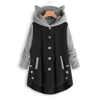 Cat Print Long Hoodies Sweatshirt Women Fleece Warm Button Pocket Pullovers Cat Ear Plus Size Hoodie Top Blouse Sweat Femme - Image 5