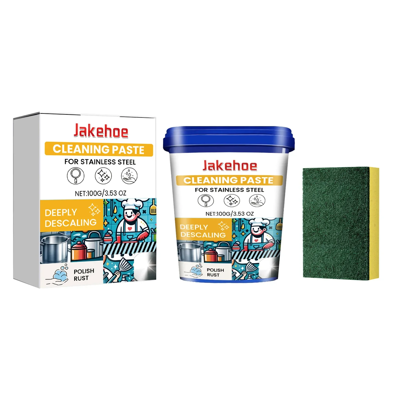Pasta de limpieza de acero inoxidable para ollas y sartenes, limpiador de suciedad, horno, eliminador de óxido, esmalte de Metal, aceite, descalcificación, utensilios de cocina, crema limpiadora
