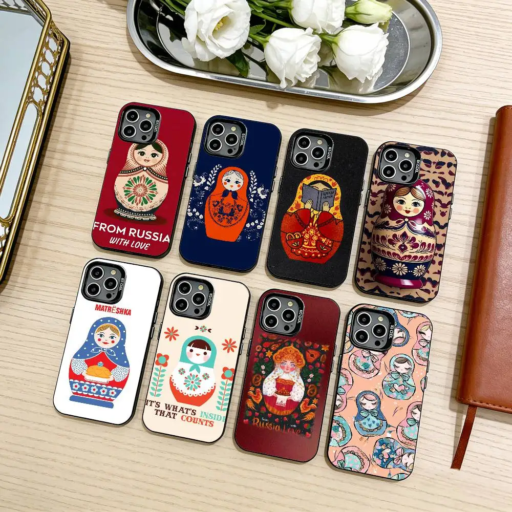 

Russian Dolls Matryoshka Phone Case For iPhone17,16,15,14,13,12,11 Plus,Pro Max Black Candy silver phone case