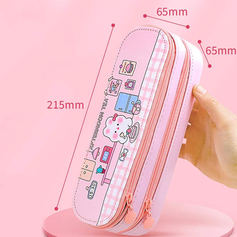 Мультяшный пенал большой емкости, сумка для карандашей, двухслойный пенал, студенческая сумка для хранения канцелярских принадлежностей, простой пенал, подарки