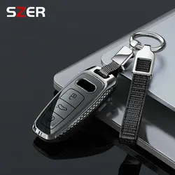 ABS Shell Car Remote Smart Key Case Cover For Audi A6 A6L A7 A8 A8L A3 E-tron 55 Q7 Q8 C8 2019 2020 2021 Keychain Accessories