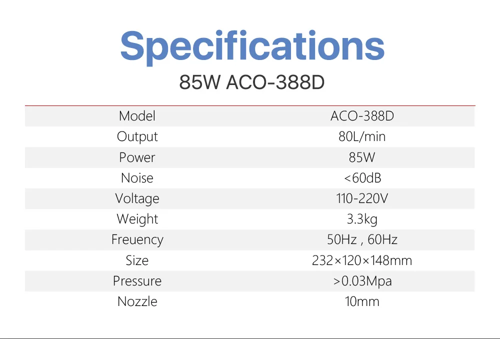 Cloudray 85W Luftkompressor Elektrische magnetische Luftpumpe für CO2-Lasergravur-Schneidemaschine ACO-388D – Detail 4