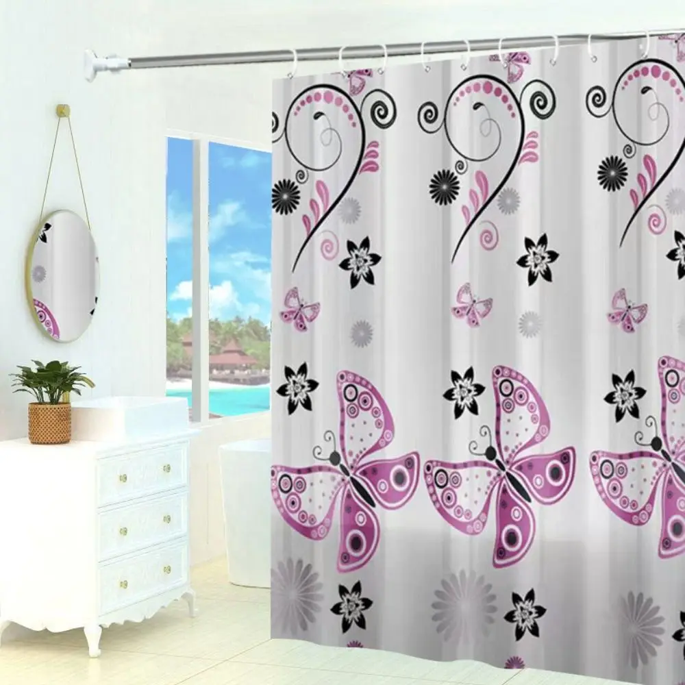 New Mildew Proof Shower Curtain High Quality with Hook PEVA Printed Shower Curtain Thickened Extra Long Bathroom Curtain