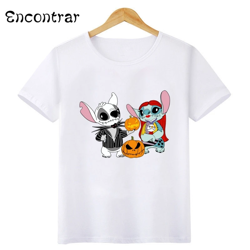 Kids T-shirt Halloween Stitch Cosplay Killer Pumpkin Print Cartoon Girls Clothes Baby Boys T shirt Children Clothing,HKP5821