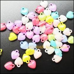 80 New Tiny Heart Acrylic Charms Pure Mixed Plastic Pendants 10x12mm
