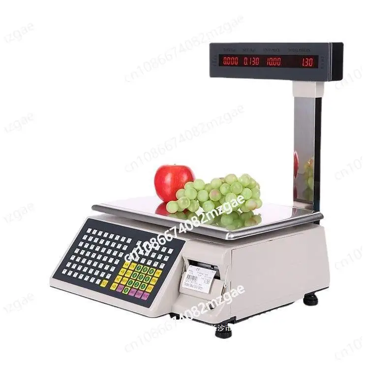 Electronic Scale with Adhesive Label Printed Cashier Weighing Machine, Supermarket, Commercial Fruit Store Barcode Scale