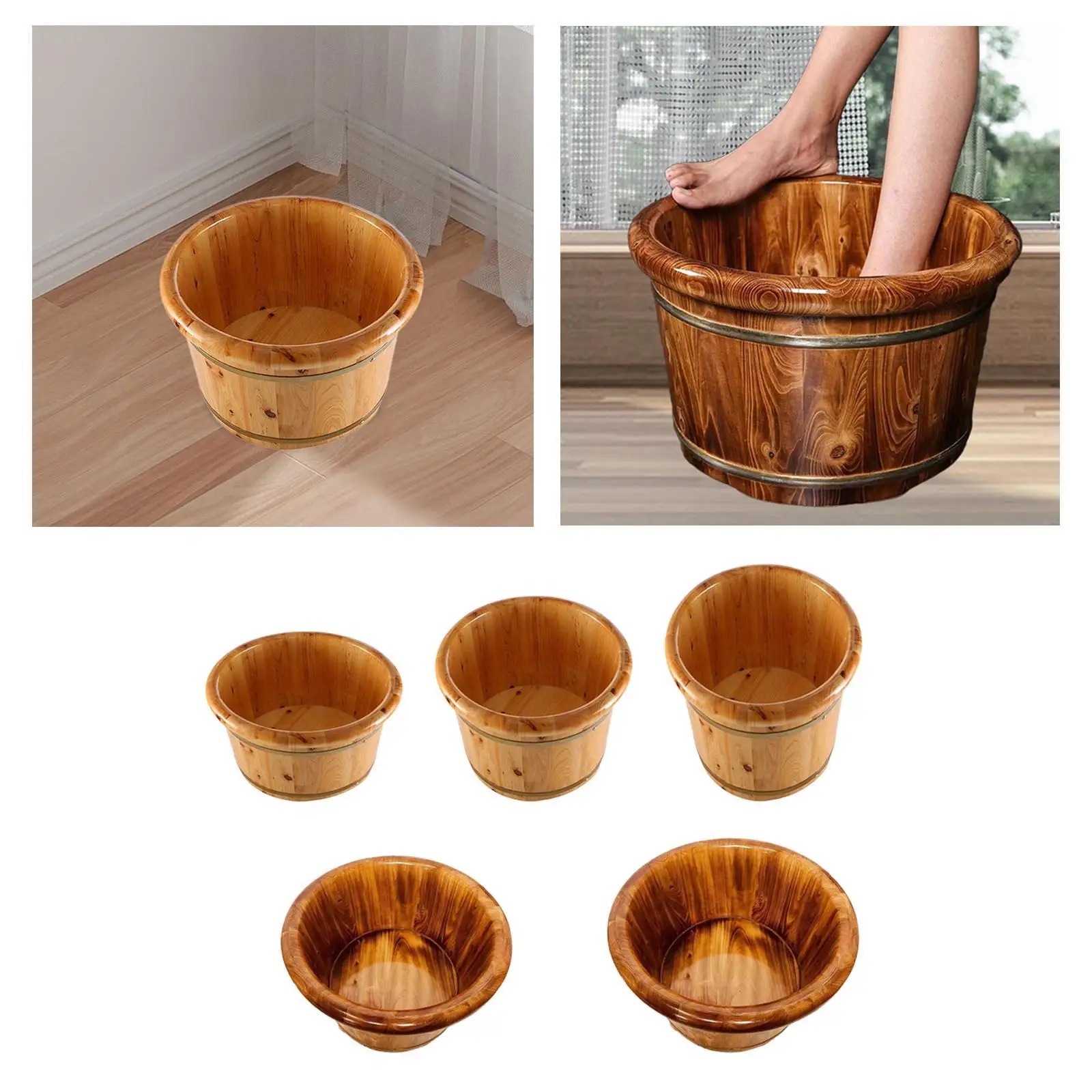 

Wooden Footbath Basin Feet Pedicure Barrel Reusable Portable Barrel Foot Soak