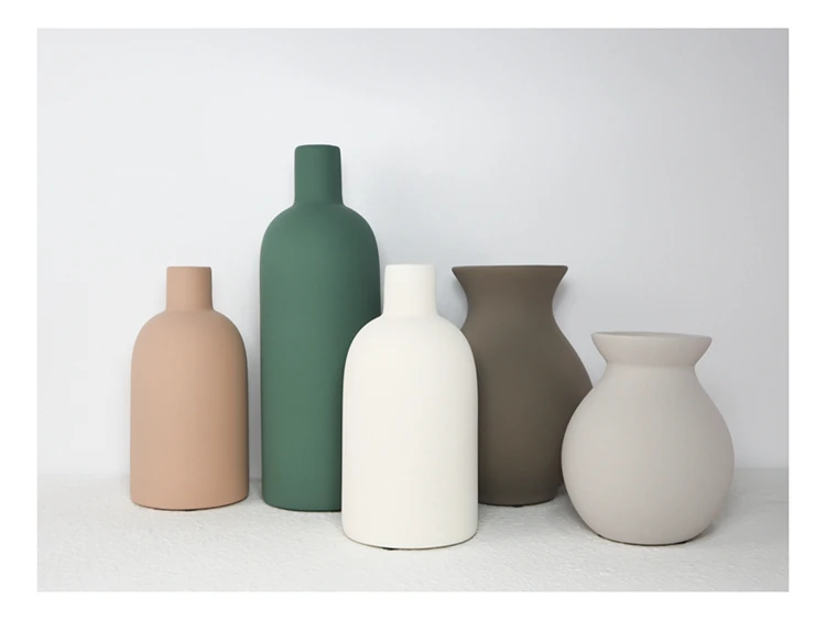 

Nordic creative ceramic vase Morandi color light luxury ornament living room entrance dried flower vase desktop home decoration