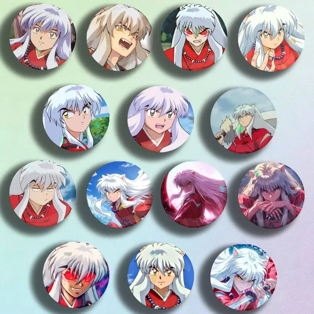 

Anime I-Inuyasha Cartoon Laser Badge Creative Pins Brooch for Bag Clothes Hat Decor Gifts Fans Collect