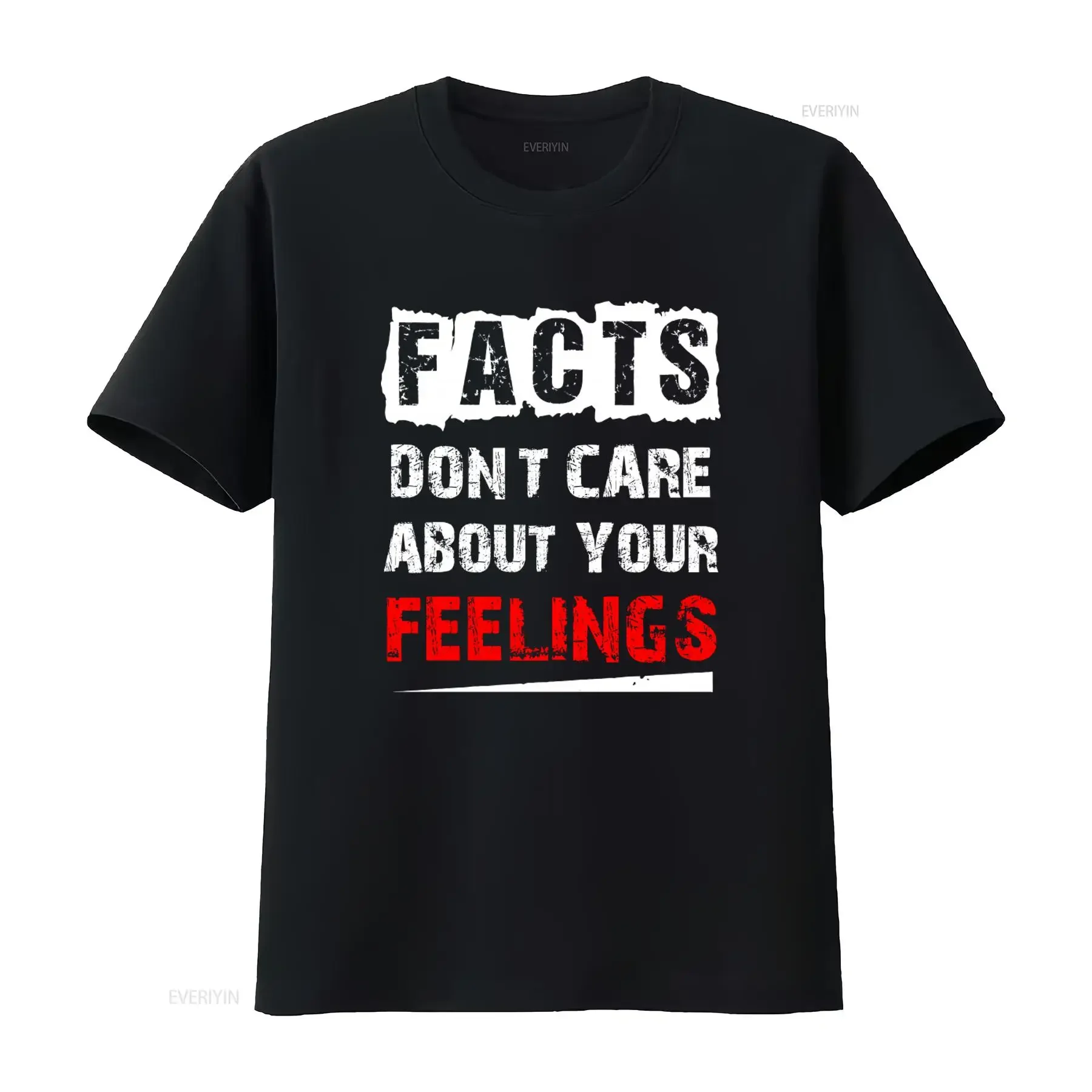 Camiseta con estampado 'Facts Dont Care About Your Feelings' para moda casual J93I, estilo vintage, cómoda, transpirable