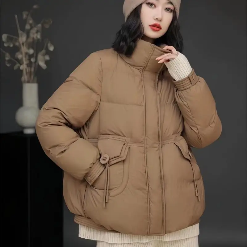 

High End Puffer Jacket 2025 Winter Women's Short Loose Fit Down Coat White Duck Fashion Commuter