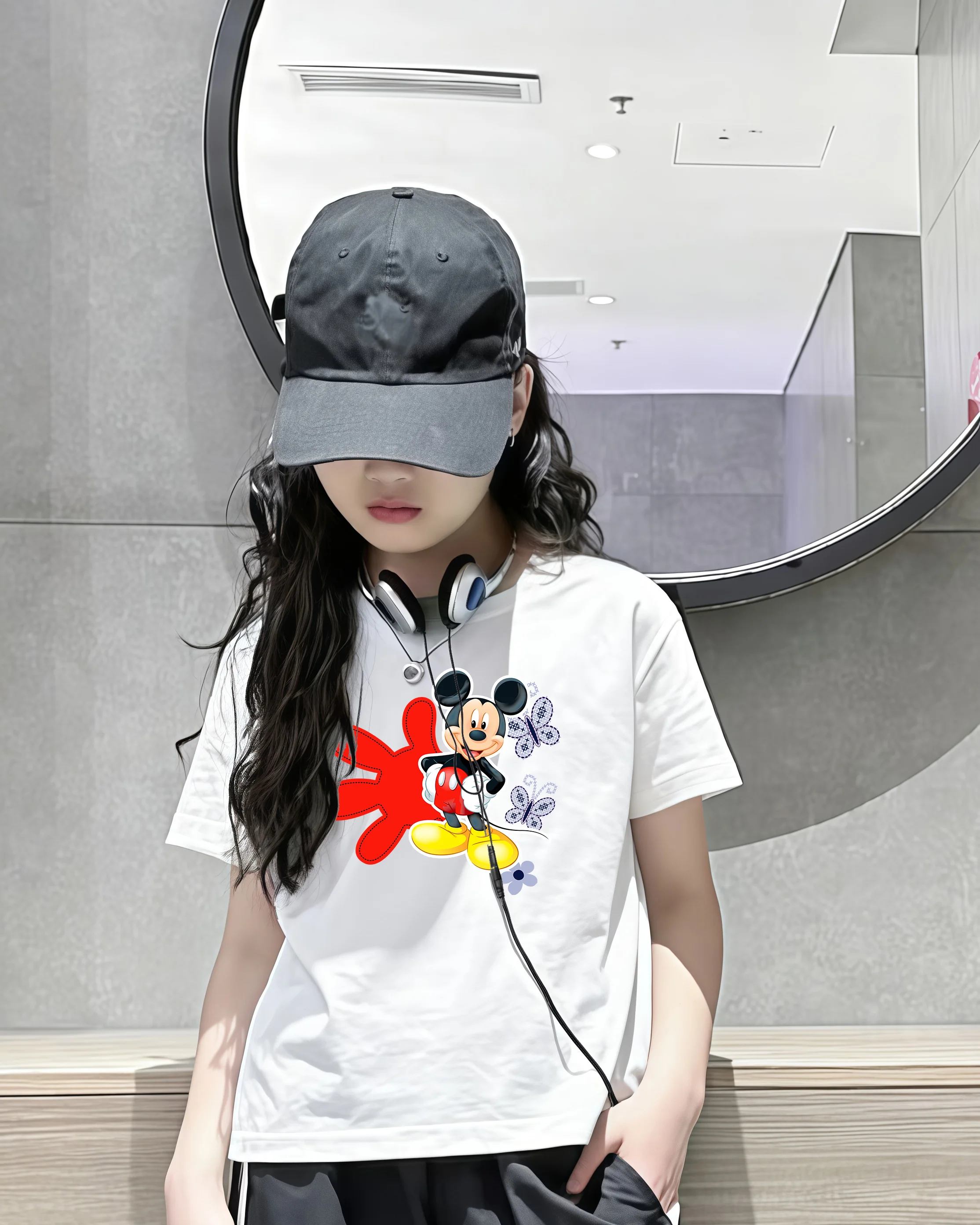 

Футболка с принтом Дисней Микки и Минни — повседневная рубашка из 100% хлопка для мальчиков и девочек — детская свободная рубашка с короткими рукавами