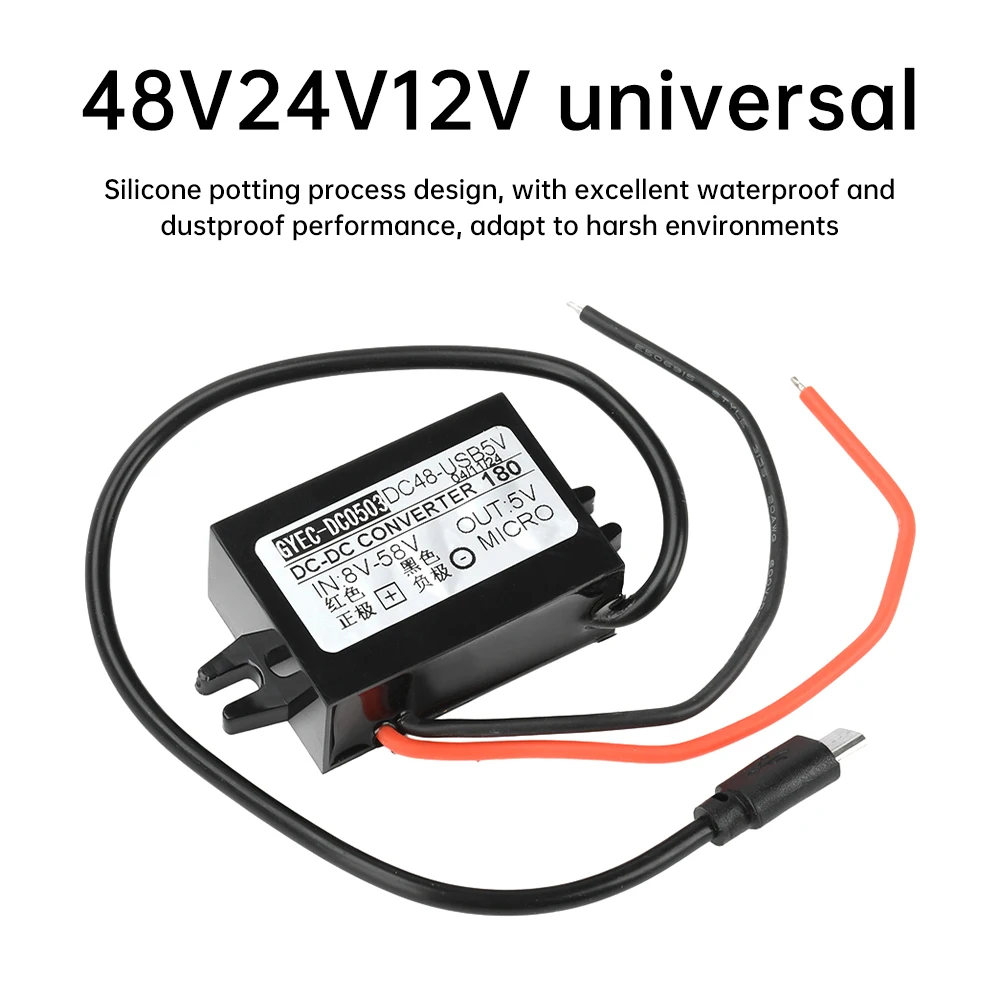 Convertitore step down di alimentazione impermeabile per potatura in silicone per auto da 15 W DC 8-58 V a 5V2-3A Modulo buck Ricarica del telefono cellulare