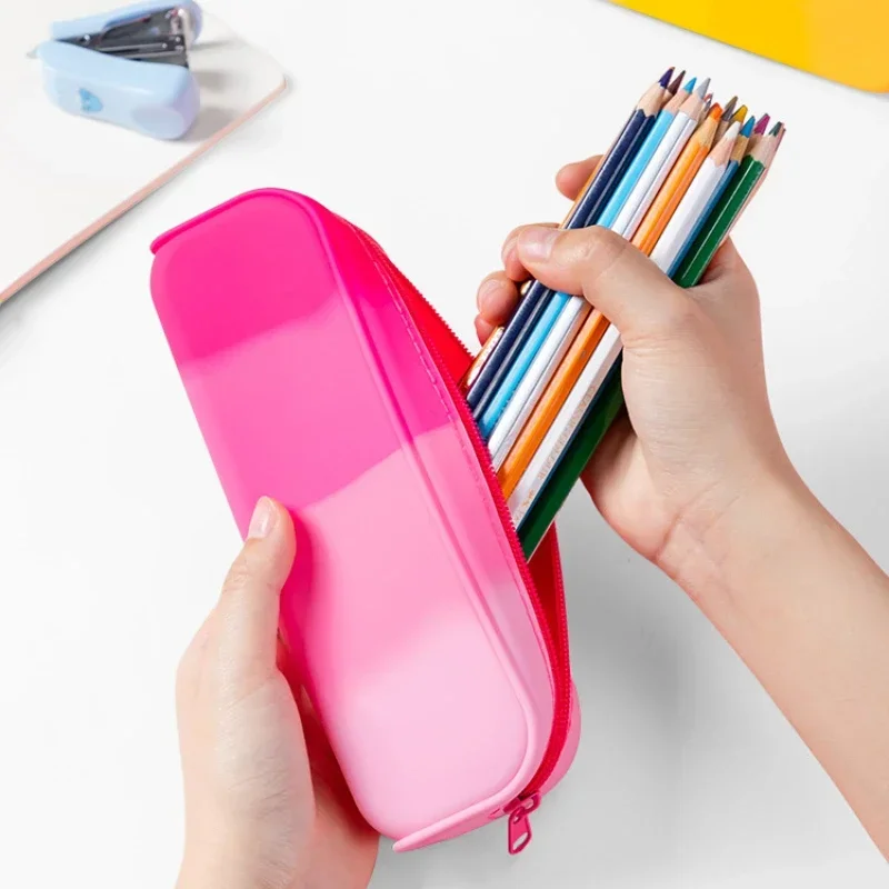 

New Candy Color Silicone Storage Bag Home Travel Portable Makeup Brush Organizer Student Stationery Storage Bag Pencil Case