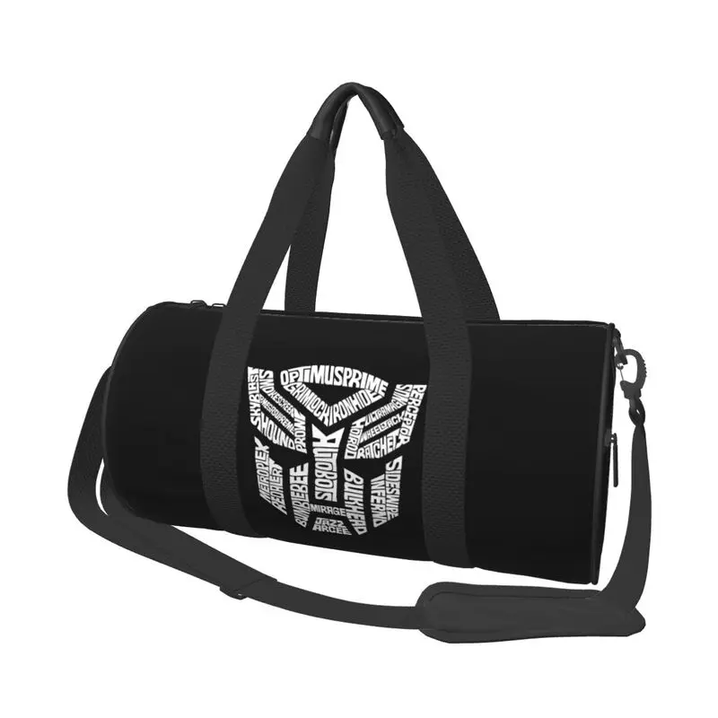 

White Transformer Autobots Film Print Travel Duffel Bag Shoes Compartment for Men Women Foldable Lightweight Yoga Gym Sports Bag