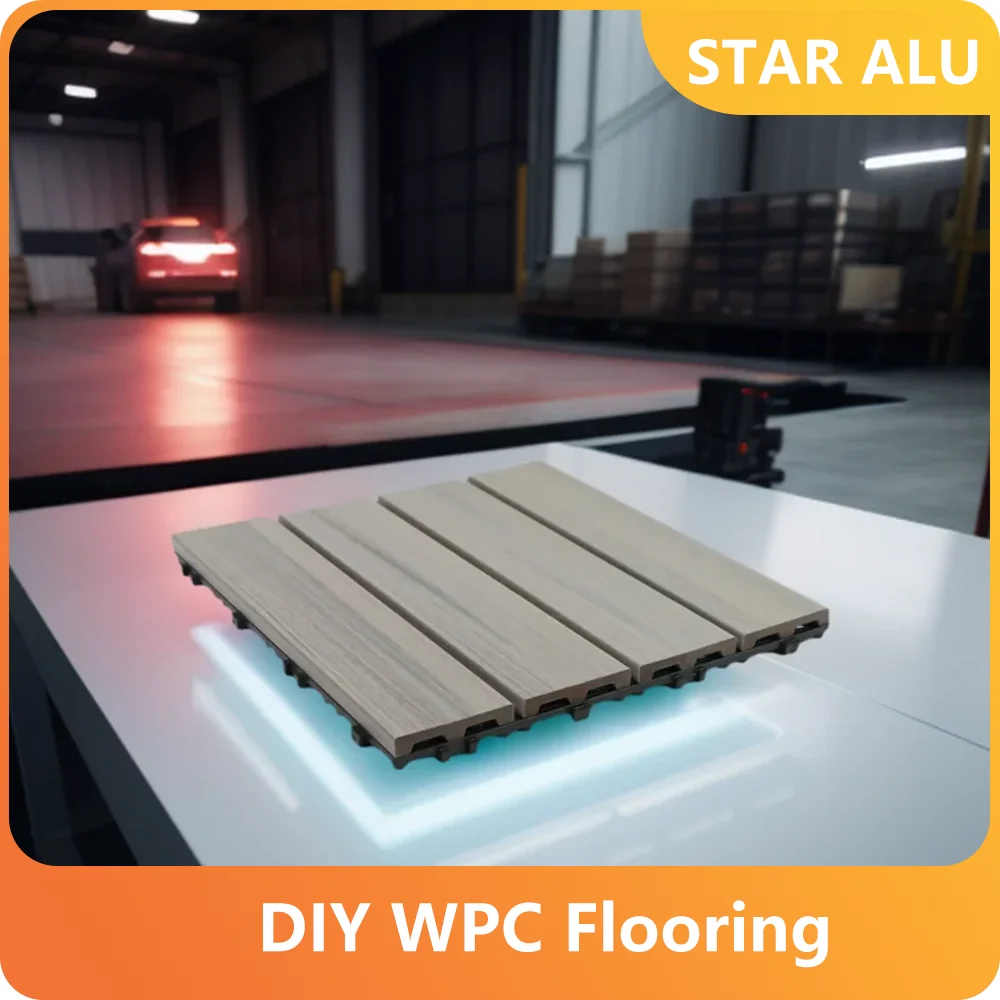 

(11 pcs)DIY WPC Composite Decking Waterproof Anti-Slip UV Resistant Wood Plastic Flooring for Balcony Garden Pool Deck