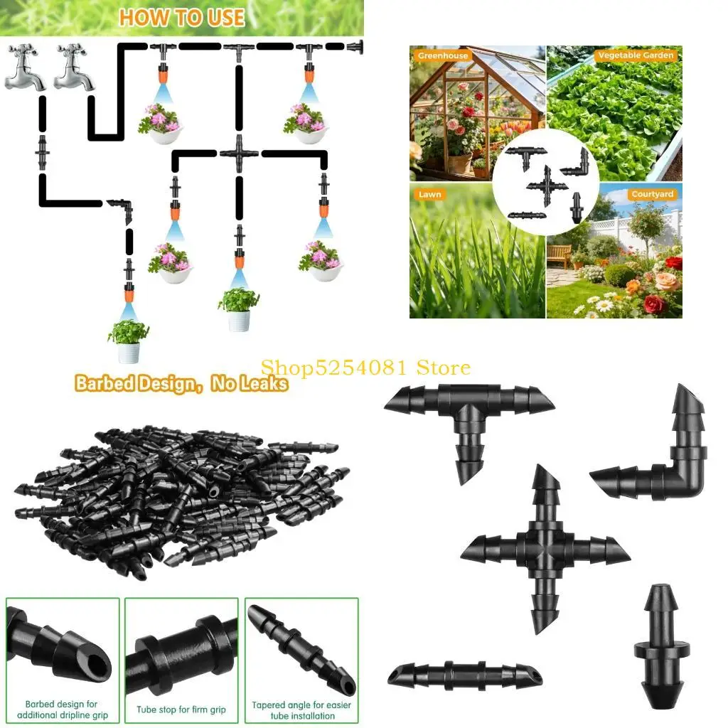 AXYC 130Pcs Drip Irrigation Fittings Connectors For 1/4Inch Tubing Garden Watering