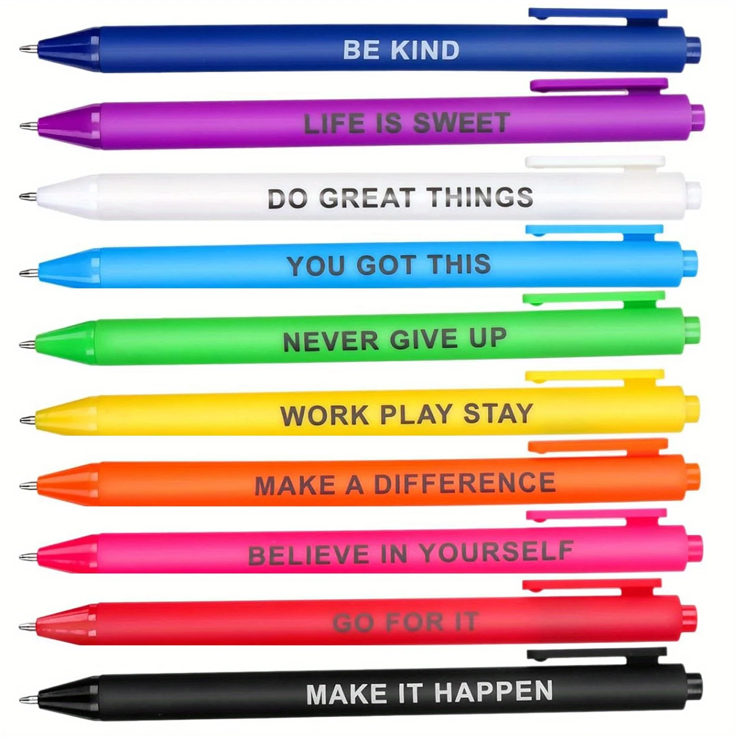 

10 шт., вдохновляющая шариковая ручка с цитатами, красочная объемная мотивационная ручка, новинка, выдвижной стилус, ручки для письма, поощрительные Bla