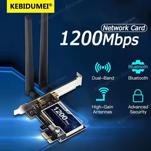 WiFi 5 PCI-E Wireless Adapter AC1200 Network Card Dual Band 2.4G/5GHz 802.11AC For Bluetooth 4.2 PC Desktop Windows 7/8/10/11