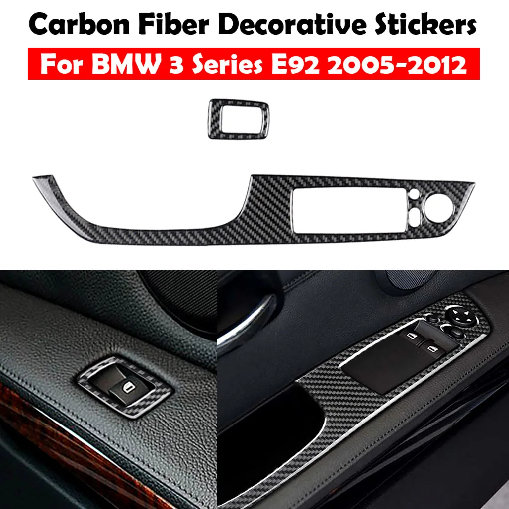 For BMW 3 Series E92 2005 2006 2007 2008 2009 2010 2011 2012 True Carbon Fiber Left Driver Side Door Window Switch Panel Cover