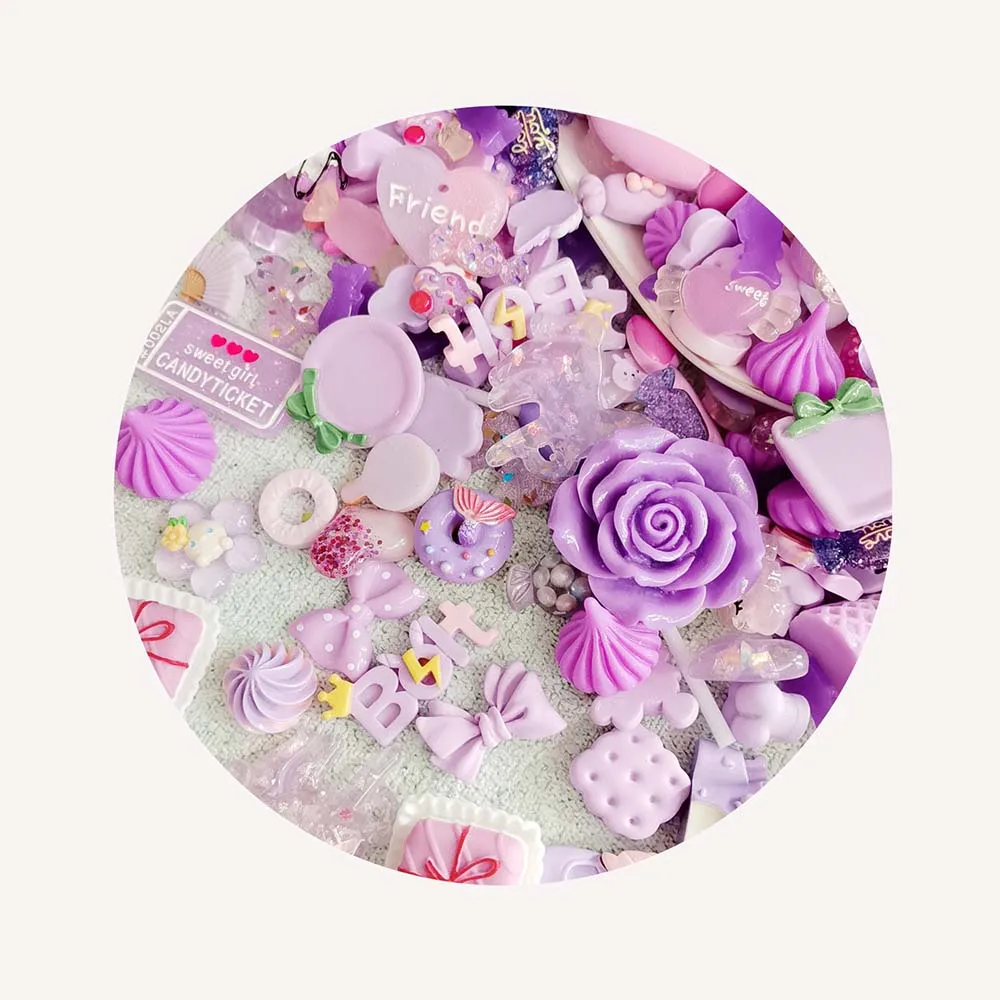 DIY jewelry mobile phone decoration craft bow accessories 1000 pieces mixed blue-green purple flat-back resin convex round view 4