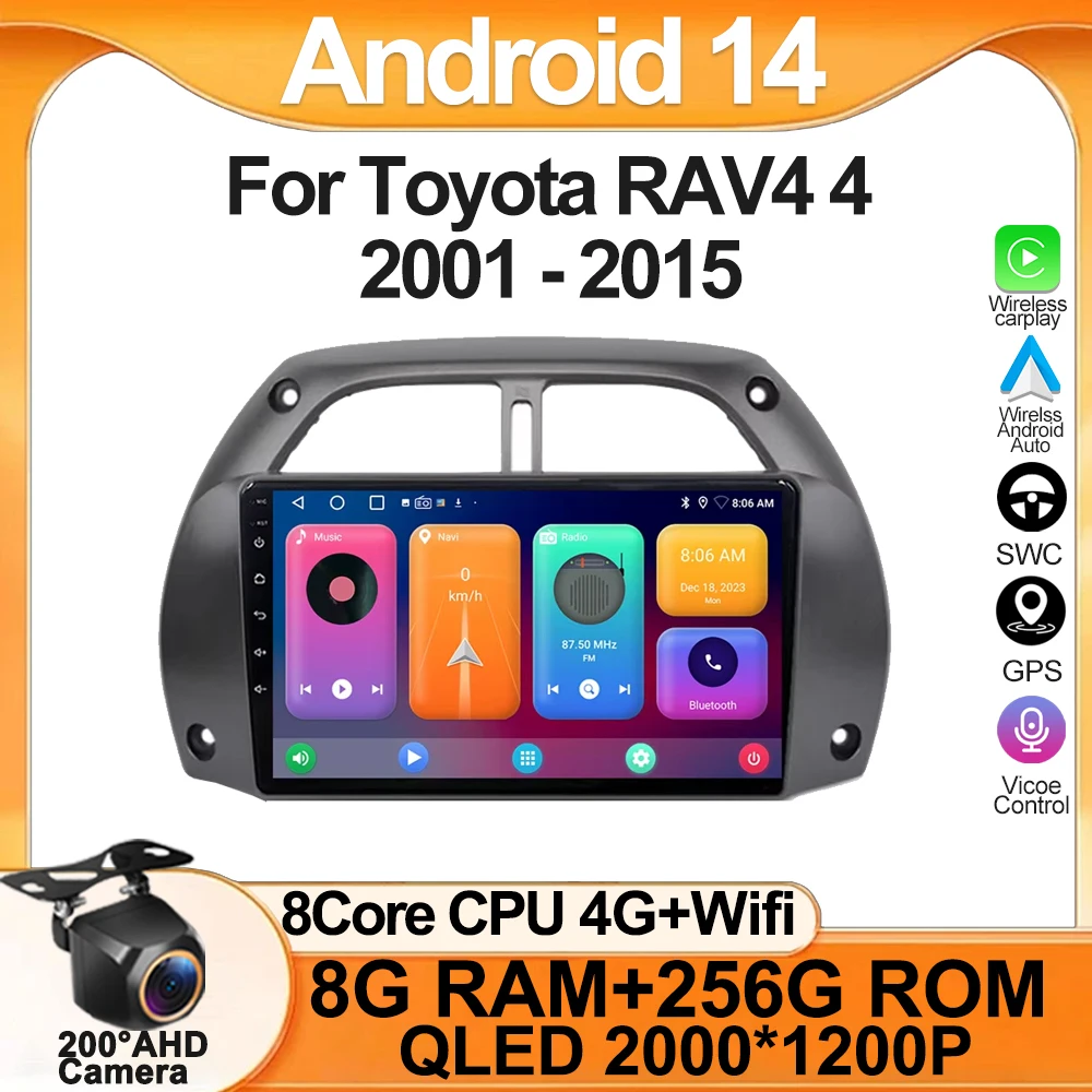 

Car Android 14 For Toyota RAV4 4 2001 - 2015 Multimedia GPS Stereo Radio No 2Din DVD 4G Auto WiFi Player Screen Navigation BT