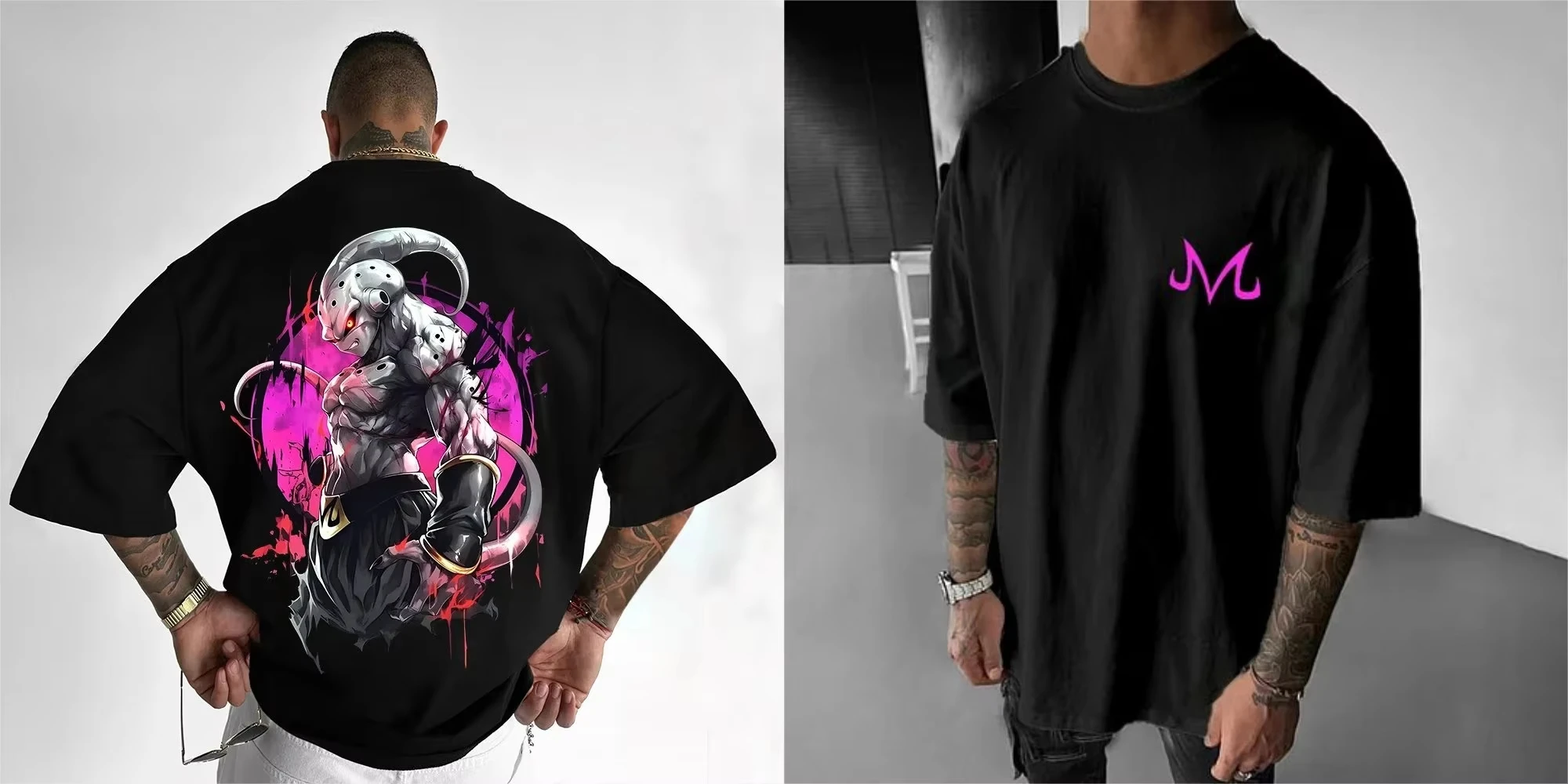 Broly Dragon Ball Animation Derivatives Loose Version Men Anime Muscle Graphics Streetwear Ink Splash Demon Horn Cotton