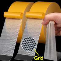 1Roll 5M Double Sided Tape High Viscosity Grid Fiber Transparent Double Sided Tape Sticky Adhesive Fiber Mesh Tape