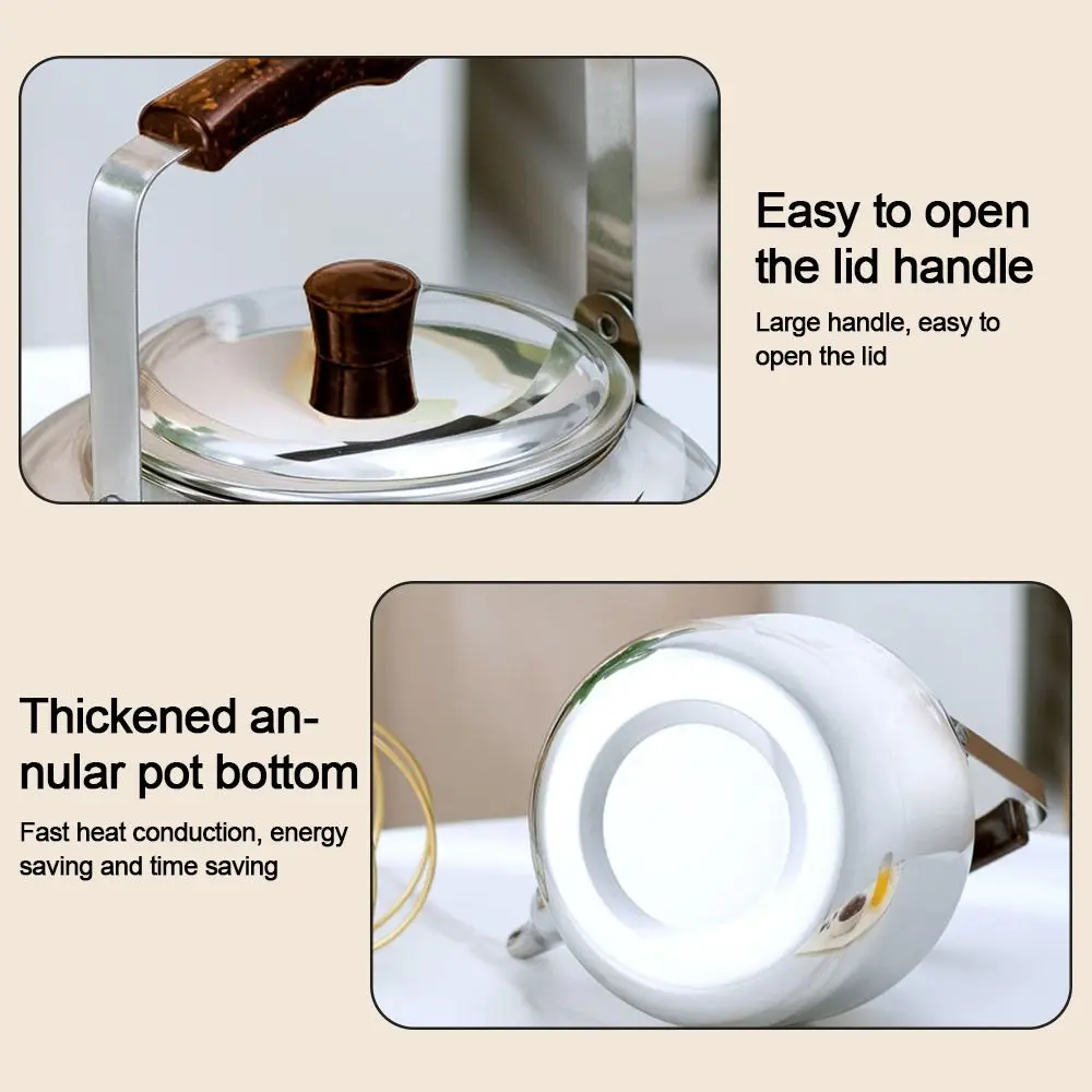 Новый чайник 1 л/1,5 л/2 л большой емкости из нержавеющей стали, кастрюли для горячего кипячения, кофейник с быстрым нагревом, домашний кемпинг