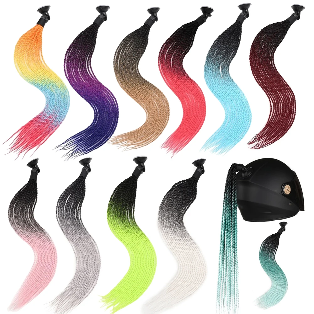 1Pc Motorcycle Helmet Braids Wig Multicolor Loose Wig Ponytail Braid Motorbike Helmet Pigtails Decoration Dual Pigtail Ponytail