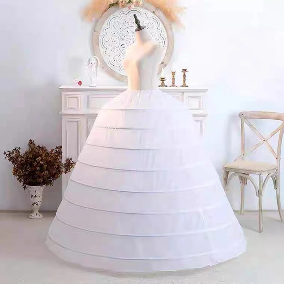 

In Stock Hot Sale 8 Hoop 2023 Ball Gown Bone Full Crinoline Petticoat For Wedding Dress Wedding Skirt Accessories Slip Plus Size