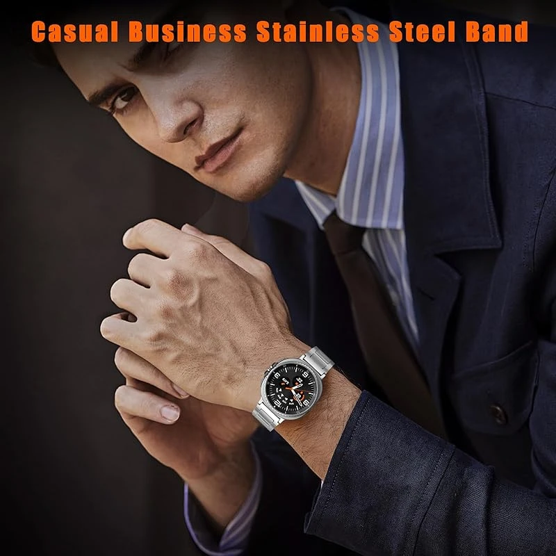 新しいステンレススチールバンドループ Samsung Galaxy Watch 8 40mm/44mm、クラシック 46mm リストストラップと互換性あり