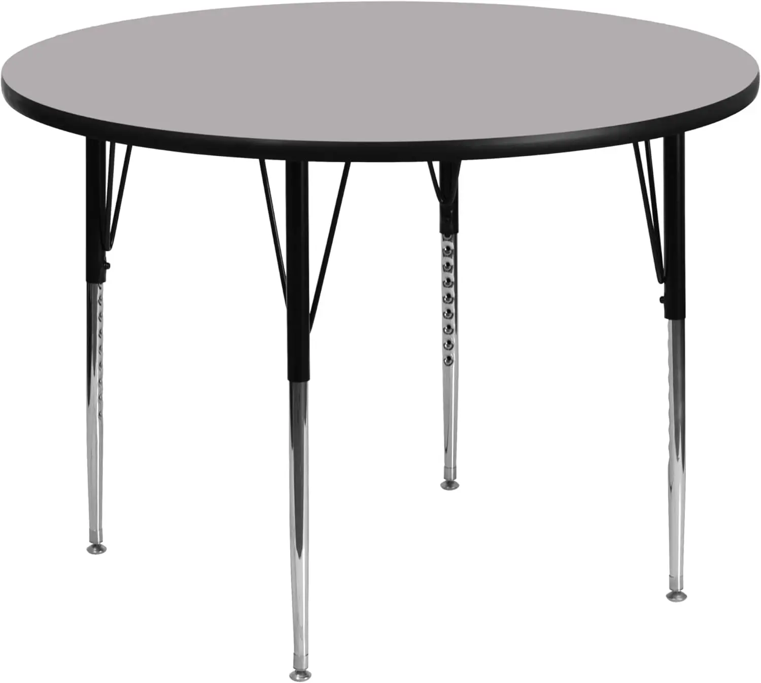 Furniture Wren 42'' Round Grey Thermal Laminate Activity Table - Standard Height Adjustable Legs