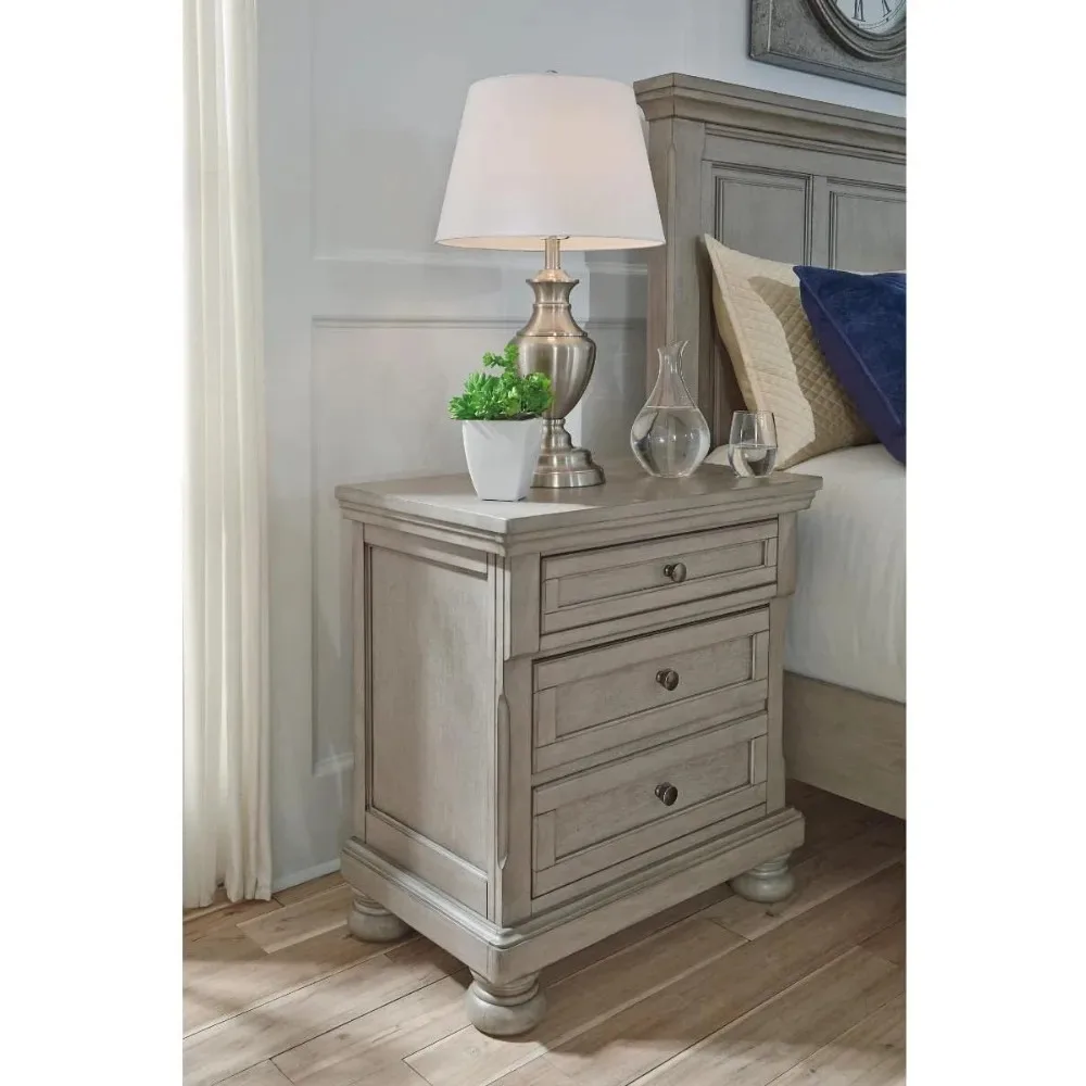 

Nightstand, Modern Traditional 2 Drawer with Hidden Pull-Out Tray, Nightstand