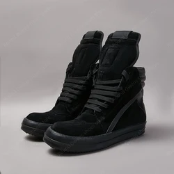 Casual Shoes Men High Top Quality Trainers Ro Lace Up Quality Geo Sneakers Black Suede Leather Zip Flat Luxury Women Ankle Boots