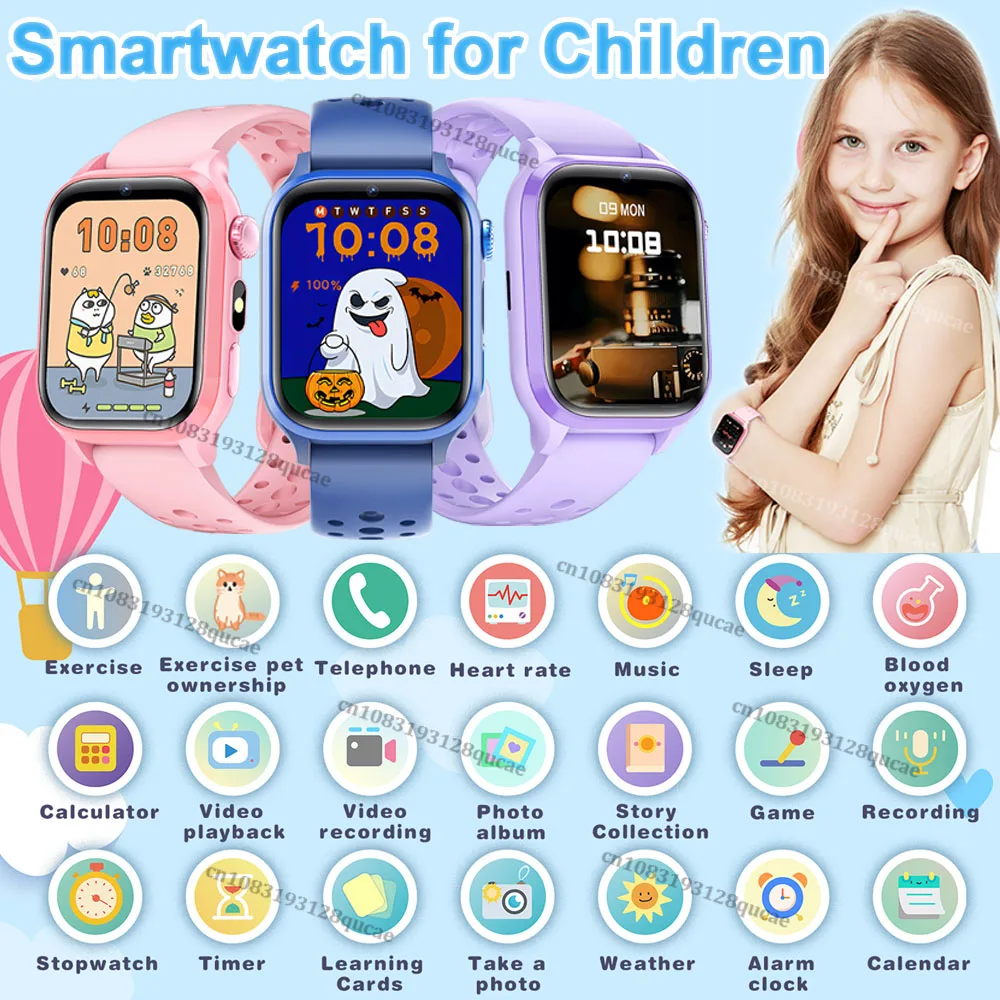 

2026 Новые умные часы для детей HD с сенсорным экраном, камера вызова, игровой монитор сердечного ритма, сна, будильник, калькулятор, подарок для мальчика и девочки