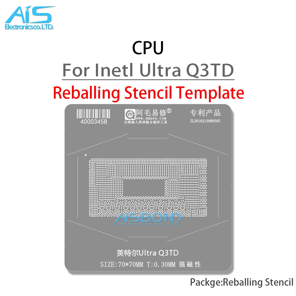 Estación de plantillas BGA Reballing para Intel Ultra Q3TD CPU chip Placa de posicionamiento planta Red de estaño malla de acero