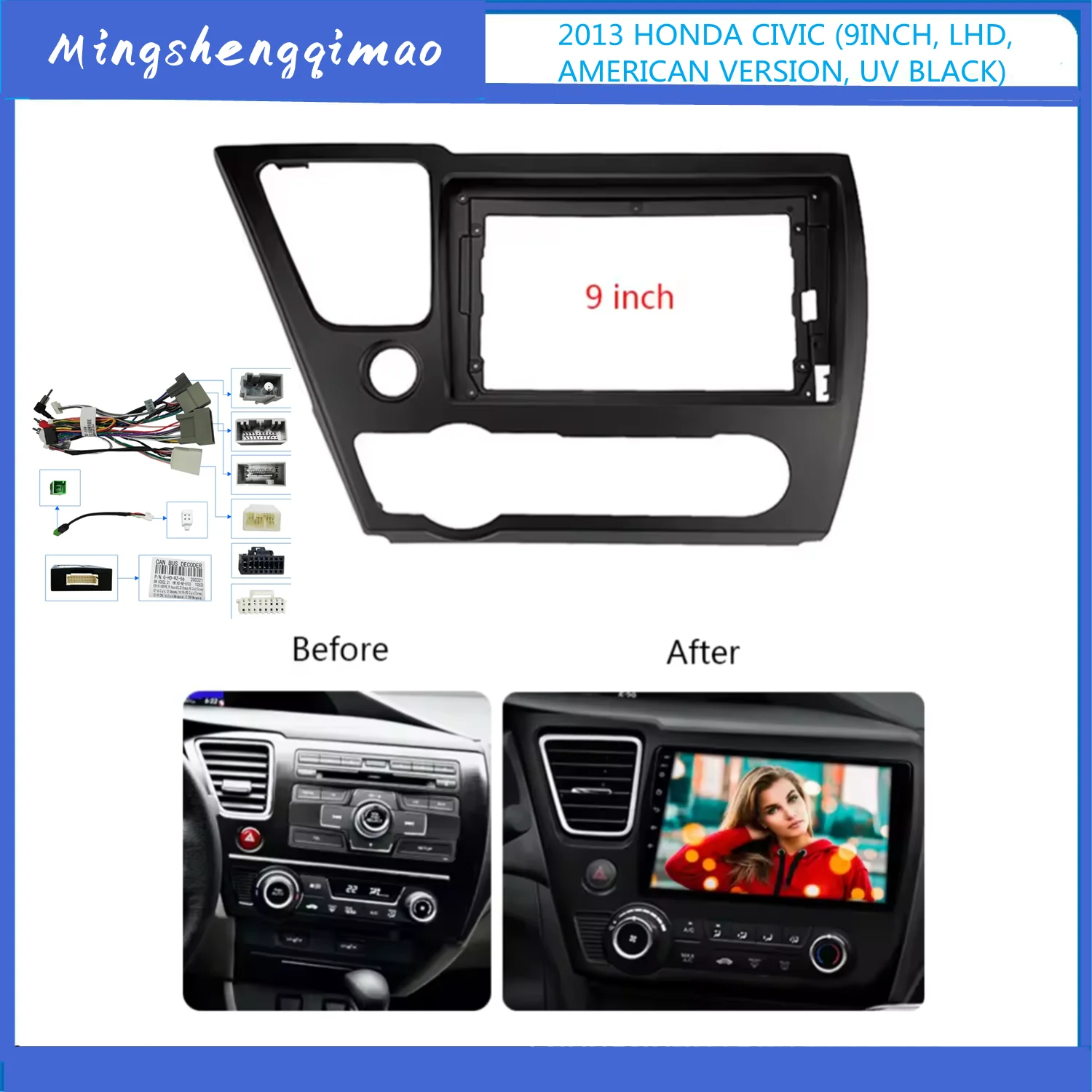 

Android Car Radio Frame Kit For HONDA Civic Sedan 2013-2017 Auto Stereo Center Console Holder Fascia Trim Bezel Faceplate