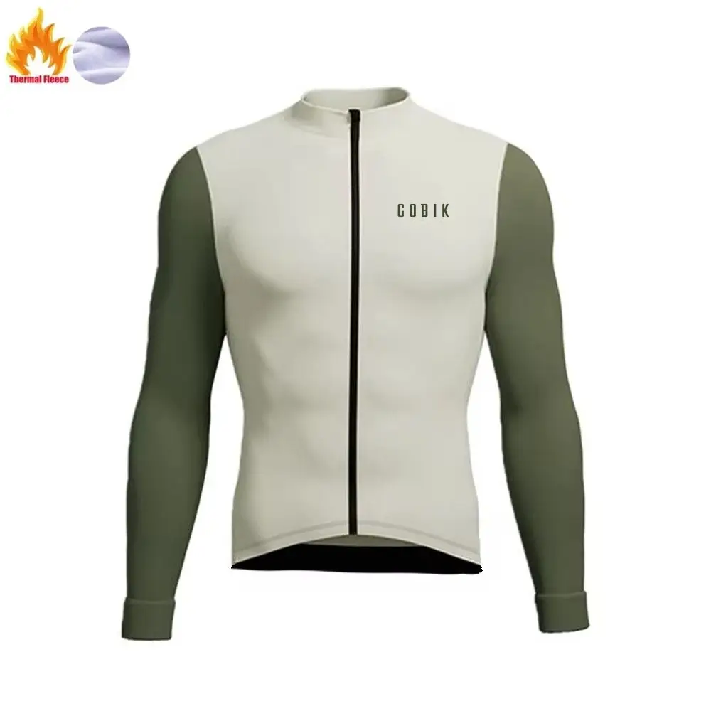 Cobik Winter Wool Jacket for Men, Cycling Wear, Cycle Clothes, Thermal Fleece, Long Sleeve Shirt, Mountain Bike Clothing